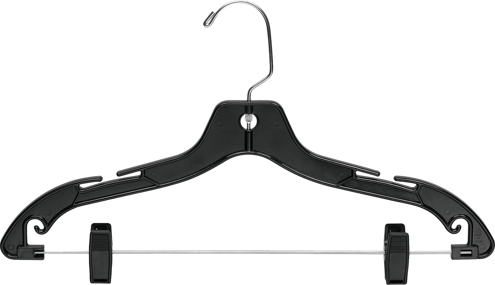 Matte Black Plastic Combo hanger with Adjustable Clips and Notches, (Box of  25) 