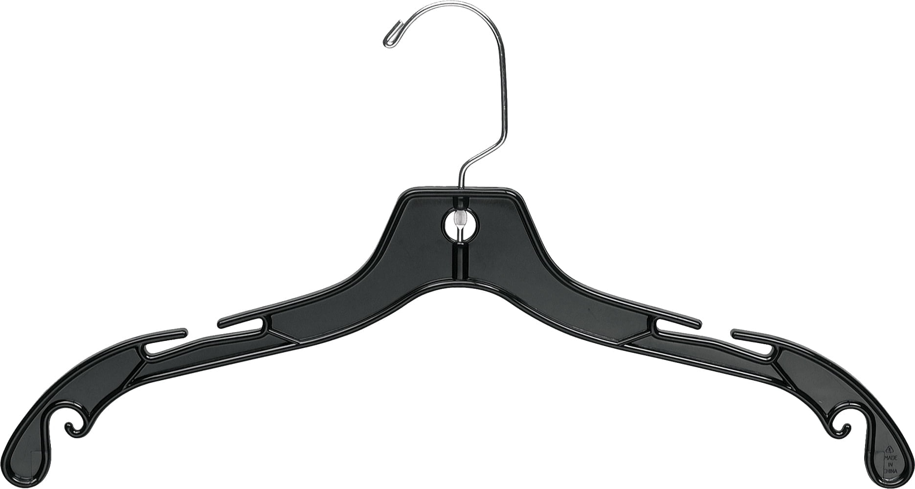 Matte Black Plastic Top Hanger, Space Saving Hangers with Notches and 360 Degree Chrome Swivel Hook, 50 Pack