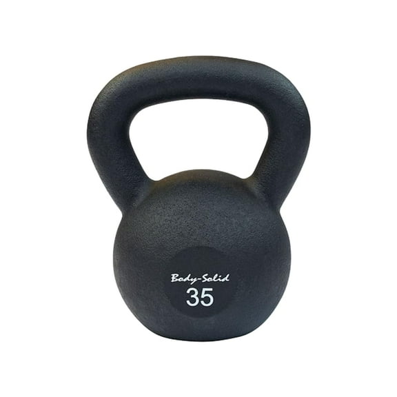 Matte Black Powder Coated Kettlebell with Ergonomic Handle, Ideal for Strength Training Core Workouts Home Gym Fitness Equipment, Black