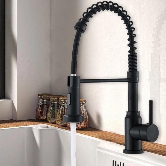 Matte Black Pull Down Kitchen Faucet with Sprayer Single Handle Sink Mixer Taps