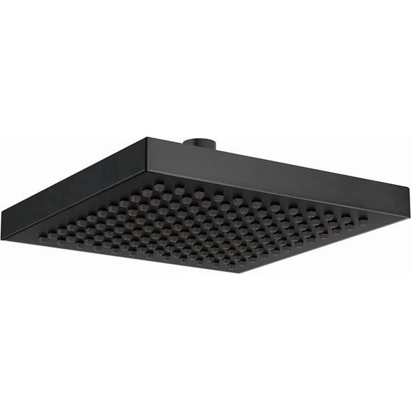 Matte Black Rain Shower Head, 8 Inch Square Overhead Rainfall Showerhead, 2.5 GPM High Flow Rate, Matte Black