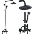 thumbnail image 1 of Matte Black Rain Shower System Set 2 Cross Knobs Mixing 8 Inch Rainfall Shower Head with Handheld Spray Bathroom Shower Faucet Wall Mounted, 1 of 7