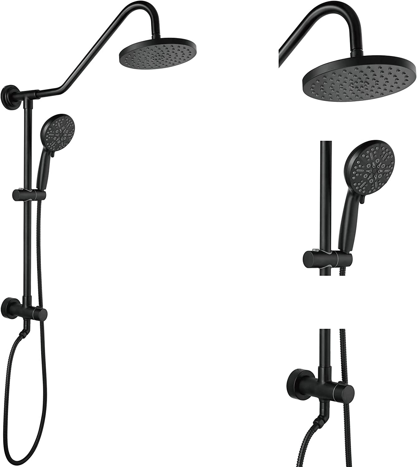 Matte Black Retrofit Shower System Faucet Set 6 Functions Handheld