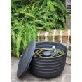 thumbnail image 1 of Matte Black Ribbed Hose Pot with Lid, 1 of 7