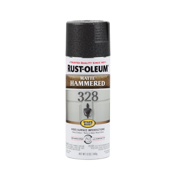 Matte Black, Rust-Oleum Stops Rust Hammered Protective Enamel Spray Paint-300607, 12 oz, 6 Pack