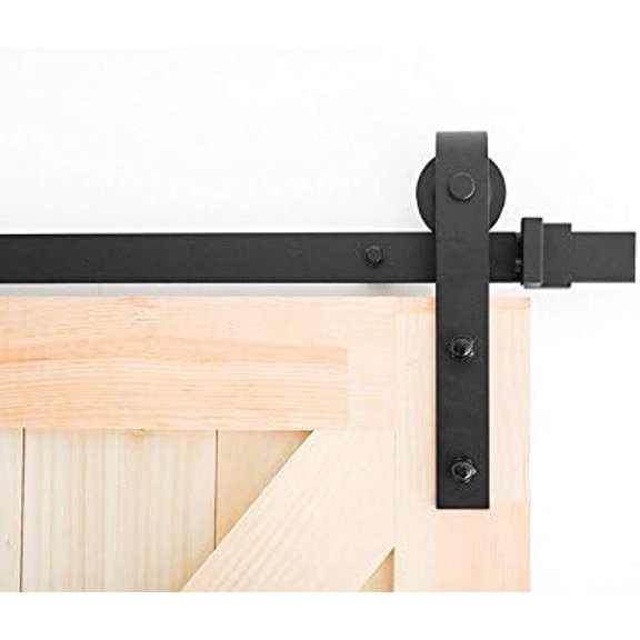 Matte Black Rustic J-Shape Basic Vintage Sliding Barn Door Hardware Kit Single Door 5FT-Track (1525mm) One-Door Hardware Kit$$Tools & Hardware Other