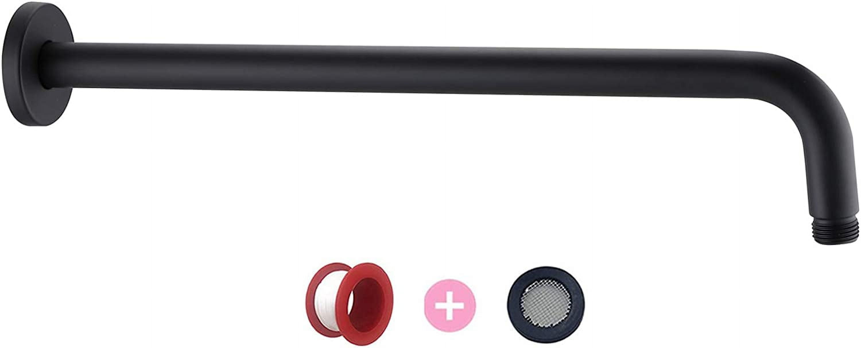 Matte Black Shower Arm Extender, 90 Degree Rain Shower Head Extension Arm With Flange, 16 Inch