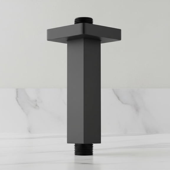 Matte Black Shower Arm with Flange Square Stainless Steel Ceiling Mount Shower Extension Arm Pipe for Shower Head