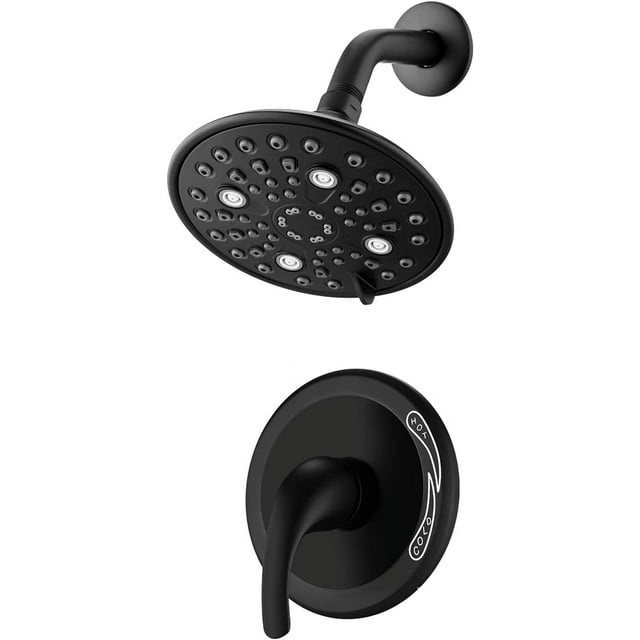 Matte Black Shower Faucet Set Complete,Rainfall Mixer Shower System