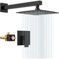 thumbnail image 1 of Matte Black Shower Faucet Set With Valve, Bathroom Shower System Included Stainless Steel Metal Rainfall Shower Head and Extra Long Shower Arm, 1 of 7