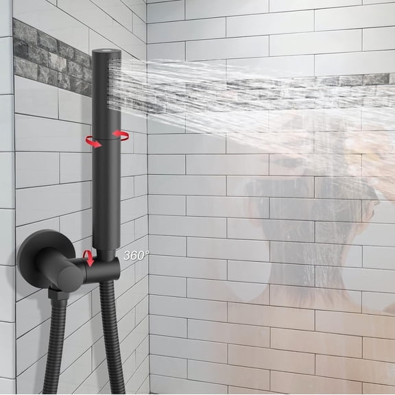 Matte Black Shower Wand High Flow 7 Inch Shower Head High Pressure Handheld Shower Sprayer 2 In 1 Fuction Brass Hand Held Shower Head