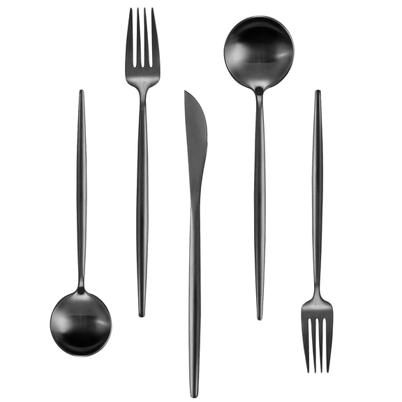 Matte Black Silverware Set For 12 60 Pieces Stainless Steel Flatware Kitchen Utensil Tableware Cutlery Knife Spoons And Forks Satin Finished Polished & Dishwasher Safe