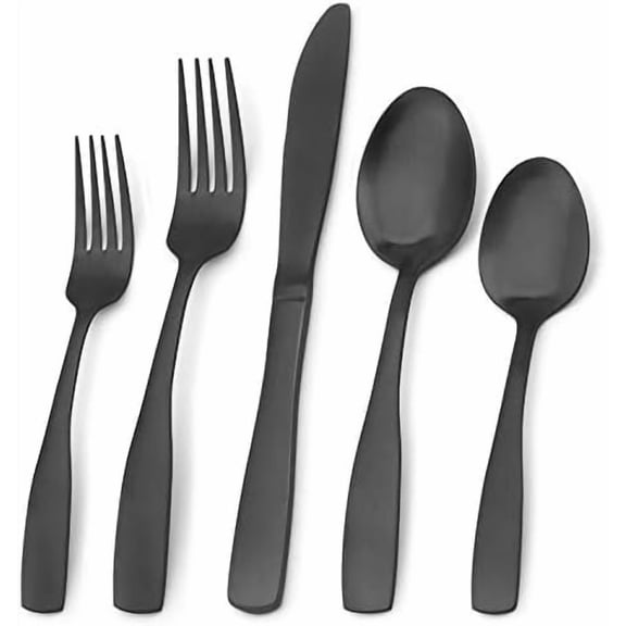 Matte Black Silverware Set,  20-Piece Stainless Steel Flatware Set, Kitchen Utensil Set Service for 4, Tableware Cutlery Set for Home and Restaurant, Satin Finish, Dishwasher Safe