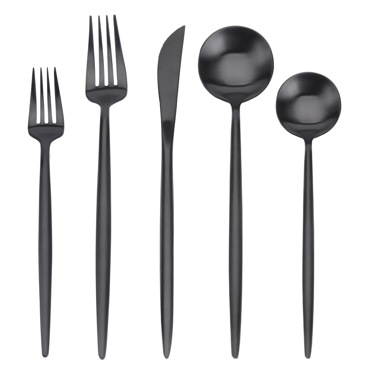 Matte Black Silverware Set, SHARECOOK 20Piece Stainless Steel Satin