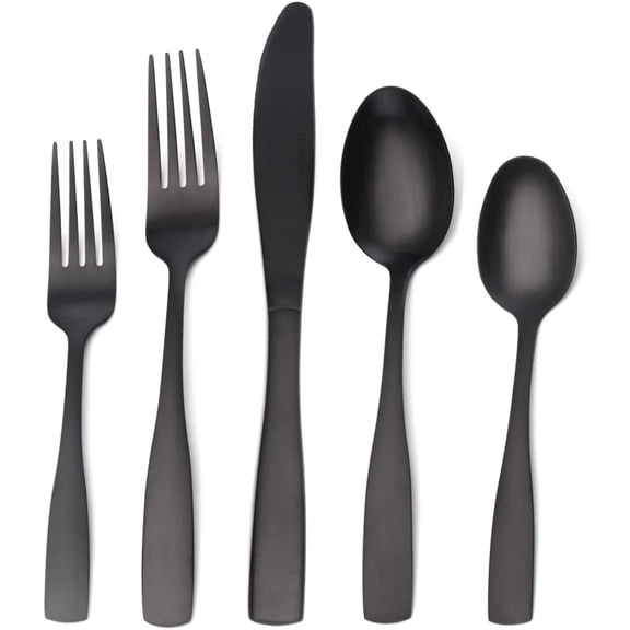 Matte Black Silverware Set, Satin Finish 20-Piece Stainless Steel Flatware set, Tableware Cutlery Set Service fr 4, Utensils fr Kitchens, Dishwasher Safe