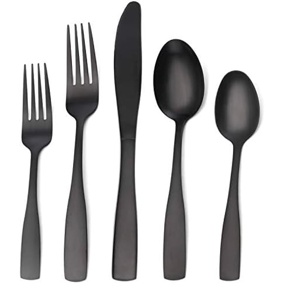 Matte Black Silverware Set, Satin Finish 40-Piece Stainless Steel Flatware set, Tableware Cutlery Set Service for 8, Utensils for Kitchens, Dishwasher Safe$$Home Decor, Kitchen, & Other