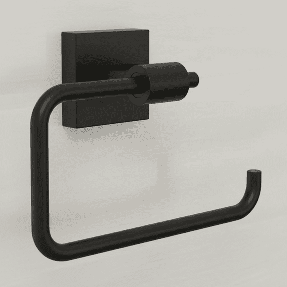 Matte Black Single Post Toilet Paper Holder for Bathroom Wall Mount, Euro Style Tissue Roll Dispenser with Hook for Efficient Bathroom Organization and Storage Accessories