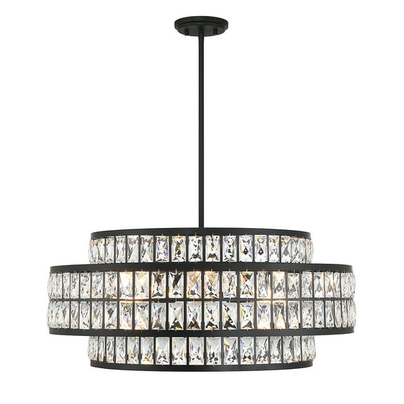 Matte Black Six Light Pendant from the Renzo Collection