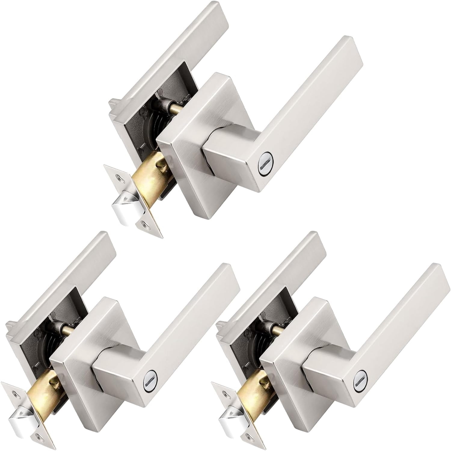 Matte Black Square Privacy Door Levers Bed Bath Door Handles Heavy Duty ...