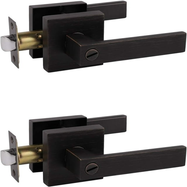 Matte Black Square Privacy Door Levers Bed Bath Door Handles Heavy Duty ...