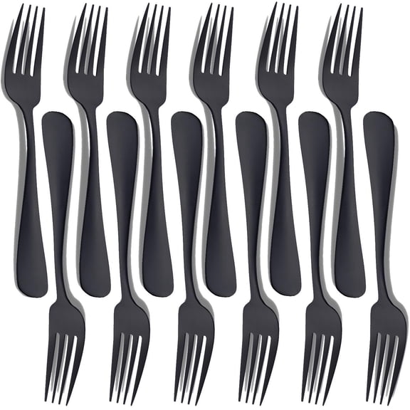 Matte Black Stainless Steel Dinner Forks Set of 12