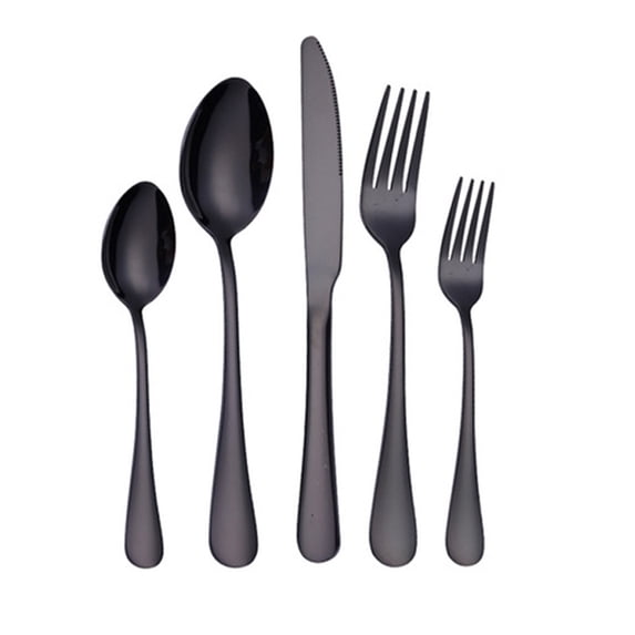 Matte Black Stainless Steel Flatware Set For Home Kitchen 5PCS
