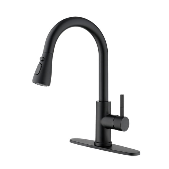 Matte Black Stainless Steel Pull Out Kitchen Faucet, 360 Swivel High Arc Sink Tap With 3 Water Modes Single Handle Kitchen Faucet