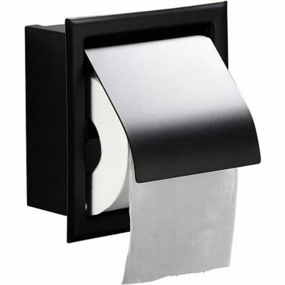 Matte Black Stainless Steel Recessed Toilet Roll Holder