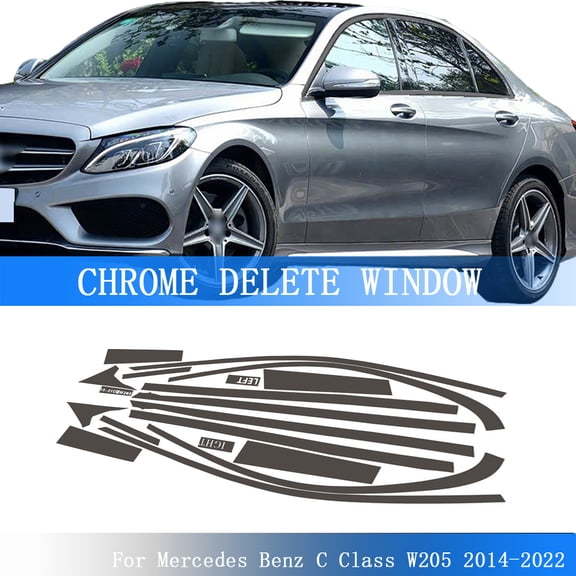 Matte Black Sticker Chrome Delete Window Trims For Mercedes Benz C Class W205 2014-2022