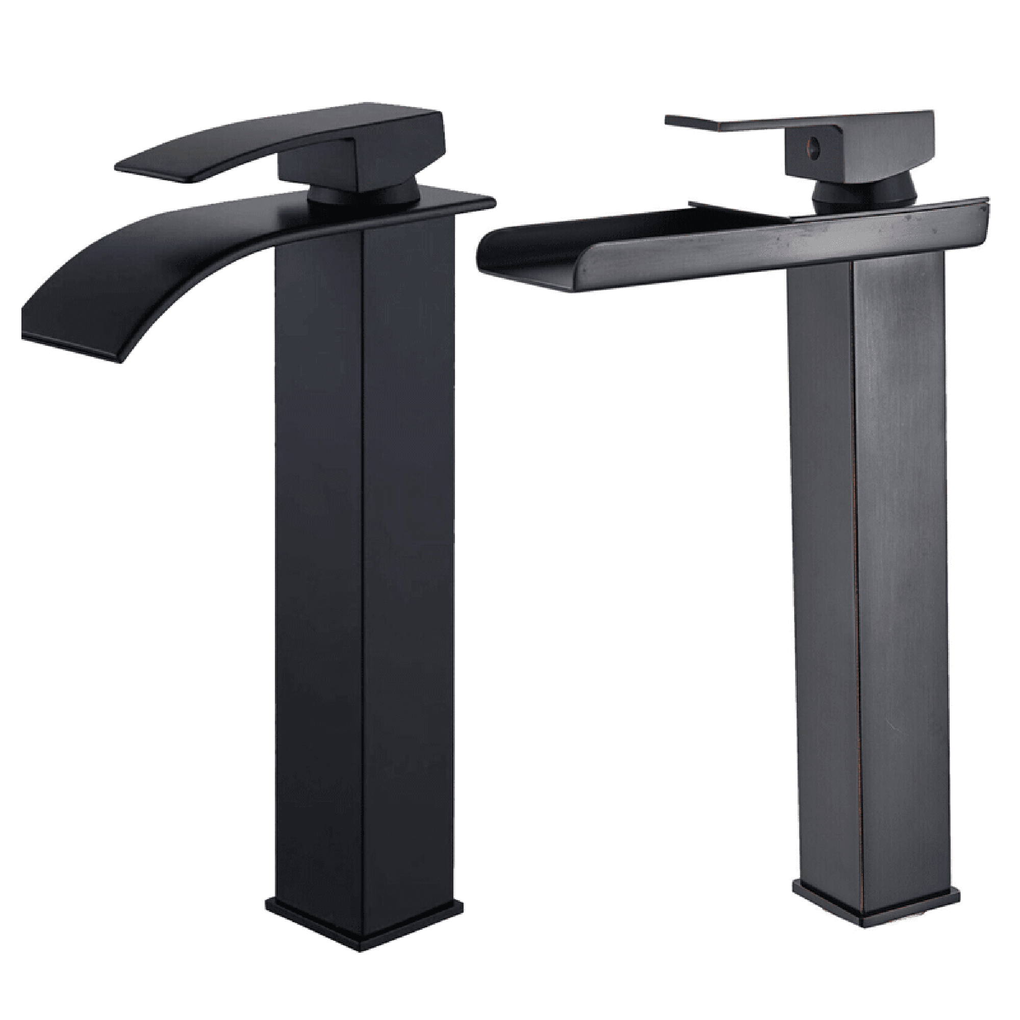 Matte Black Tall Bathroom Sink Faucet Single Handle Waterfall Vanity ...