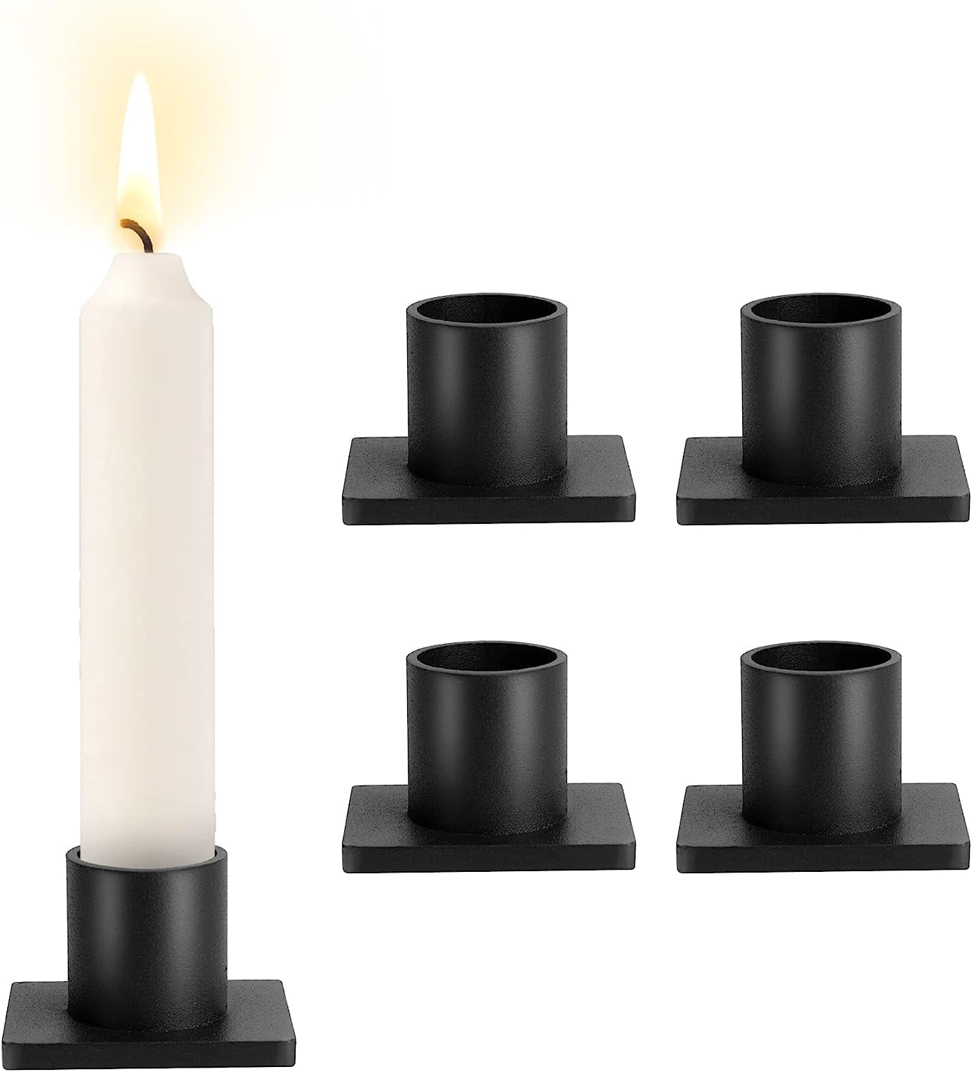 Matte Black Taper Candle Holder, Retro Candlesticks Holders for