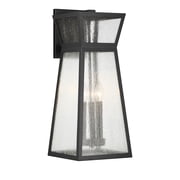 Matte Black Three Light Outdoor Wall Lantern from the Millford Collection