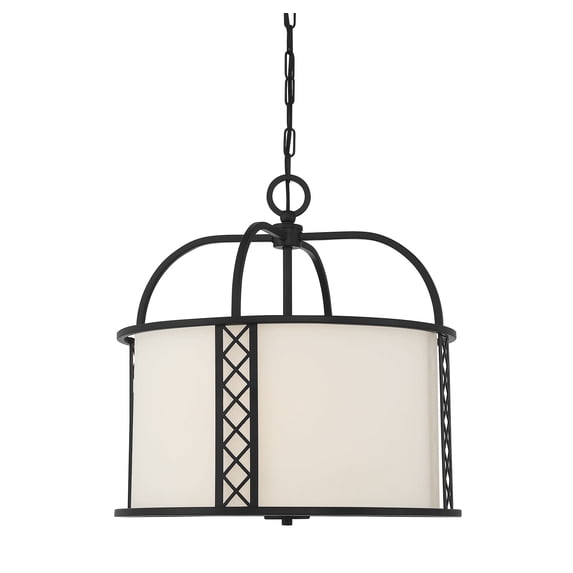 Matte Black Three Light Pendant from the Rockford Collection