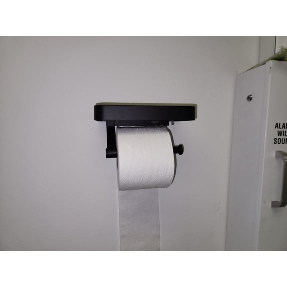 Matte Black Toilet Paper Holder with Shelf, Fits Mega Rolls, Rustproof Stainless