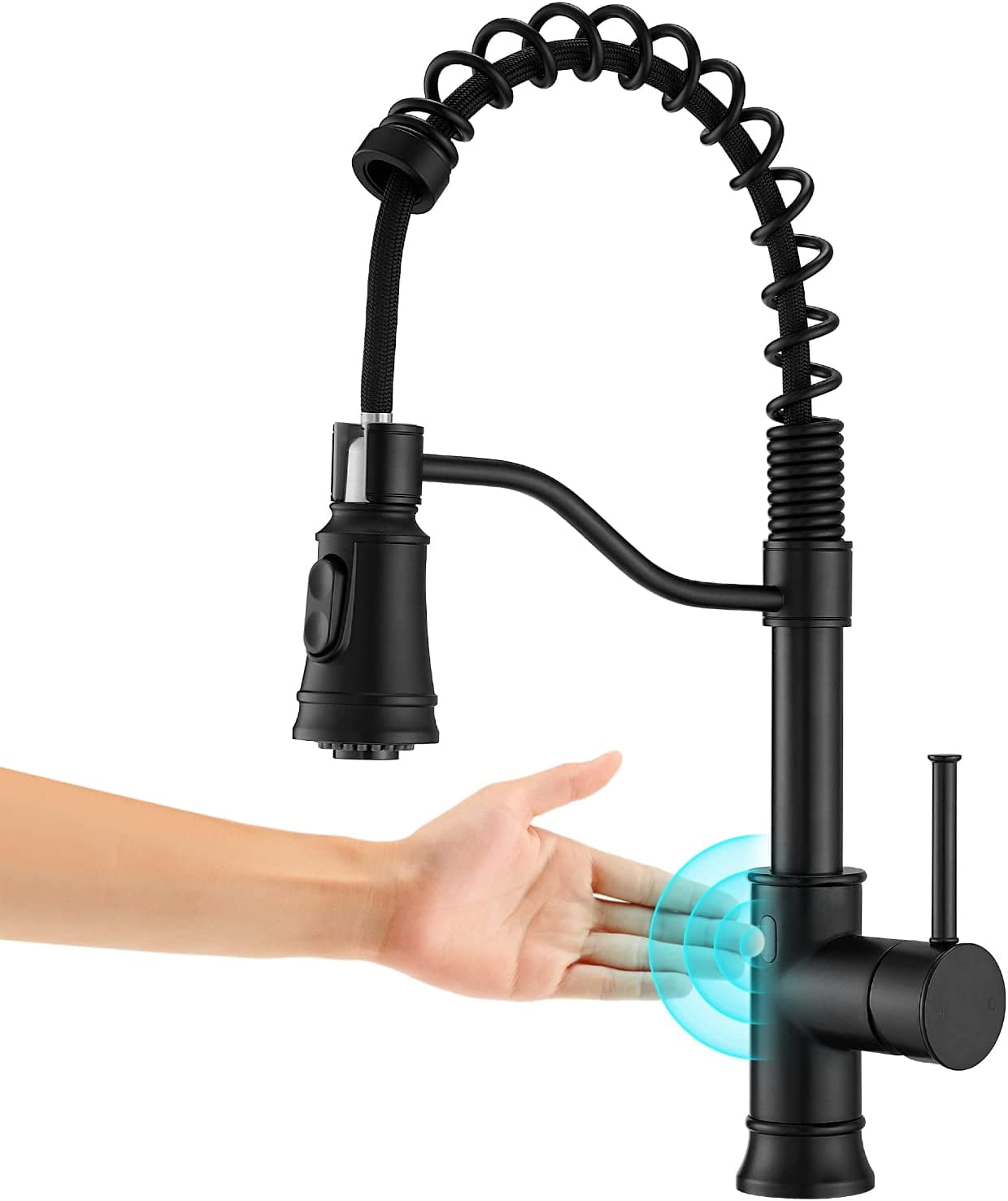 Matte Black Touchless Kitchen Faucet Motion Sensor Smart Kitchen Sink Faucet with Pull Down