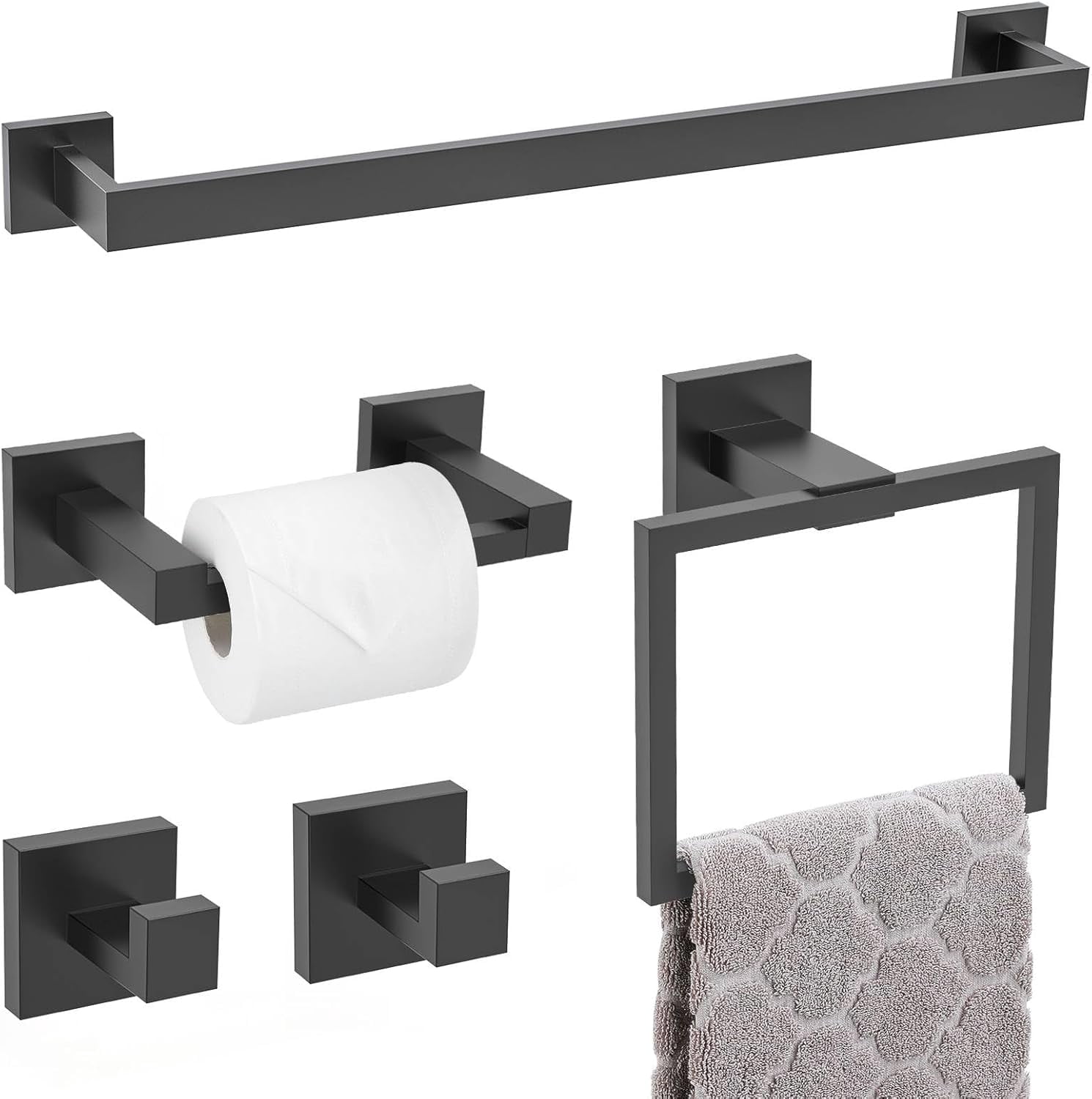Black Towel Bar Set