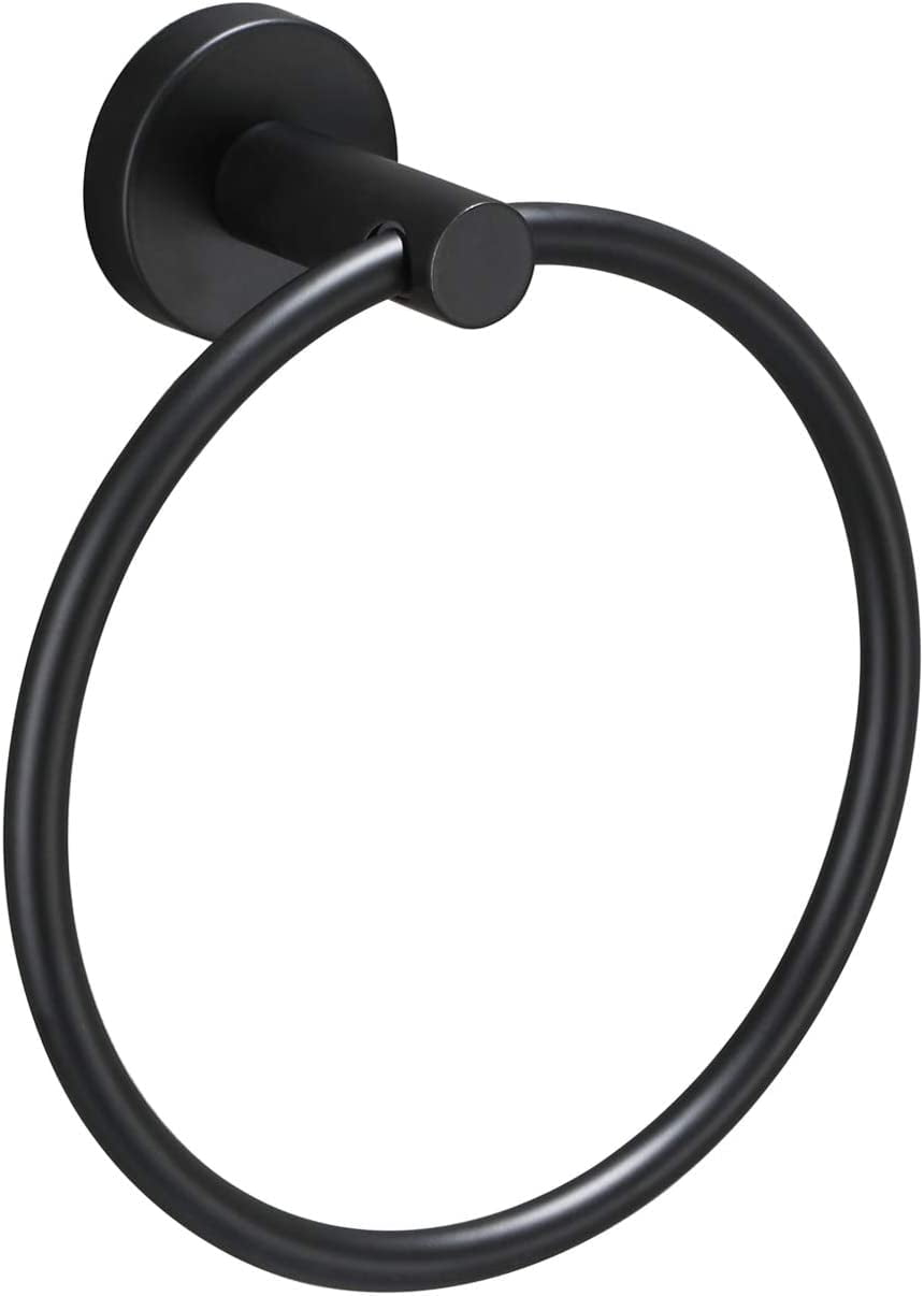 Matte Black Towel Ring Wall Mount, Hand Towel Holder for Bathroom