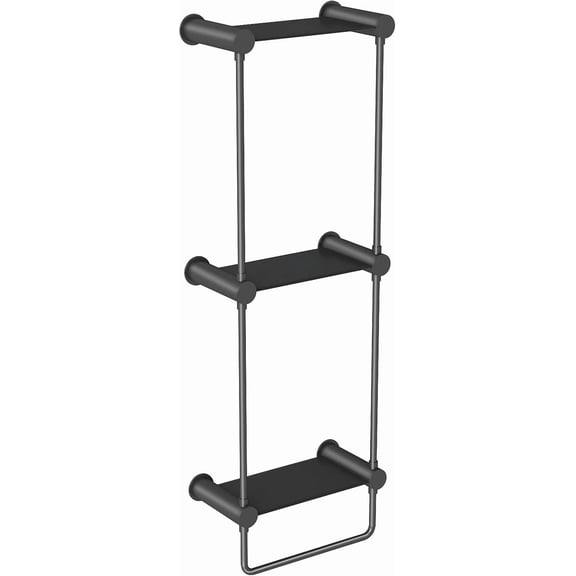 Matte Black Towel Storage for Bathroom, 3 Tier Towel Rack with Shelf and Towel Bar, Wall Mounted Towel Racks for Bathroom Towel Storage and Organizer