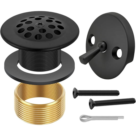 Matte Black Trip Lever Bathtub Drain Trim Replacement Kit with Universal Threads