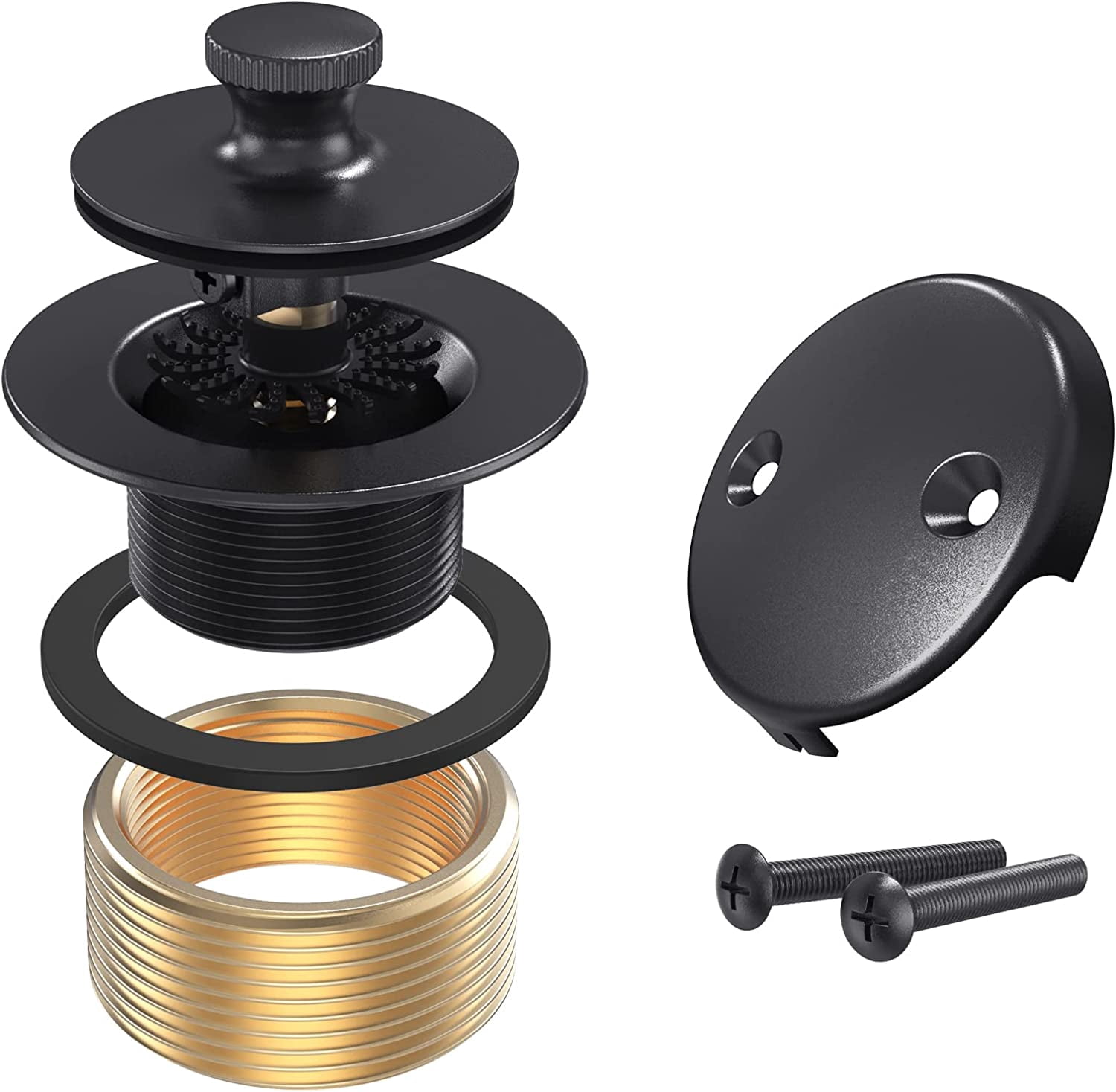 Overflow Kit Matte Black Tub Drain and Overflow Kit, Replacement Bath Tub Drain Trim ...