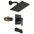 thumbnail image 1 of Matte Black Tub Shower Faucet Set Complete with 8-Inch Rainfall Shower Head and Tub Spout Included Shower Valve Tub Shower Trim Kit, 1 of 13