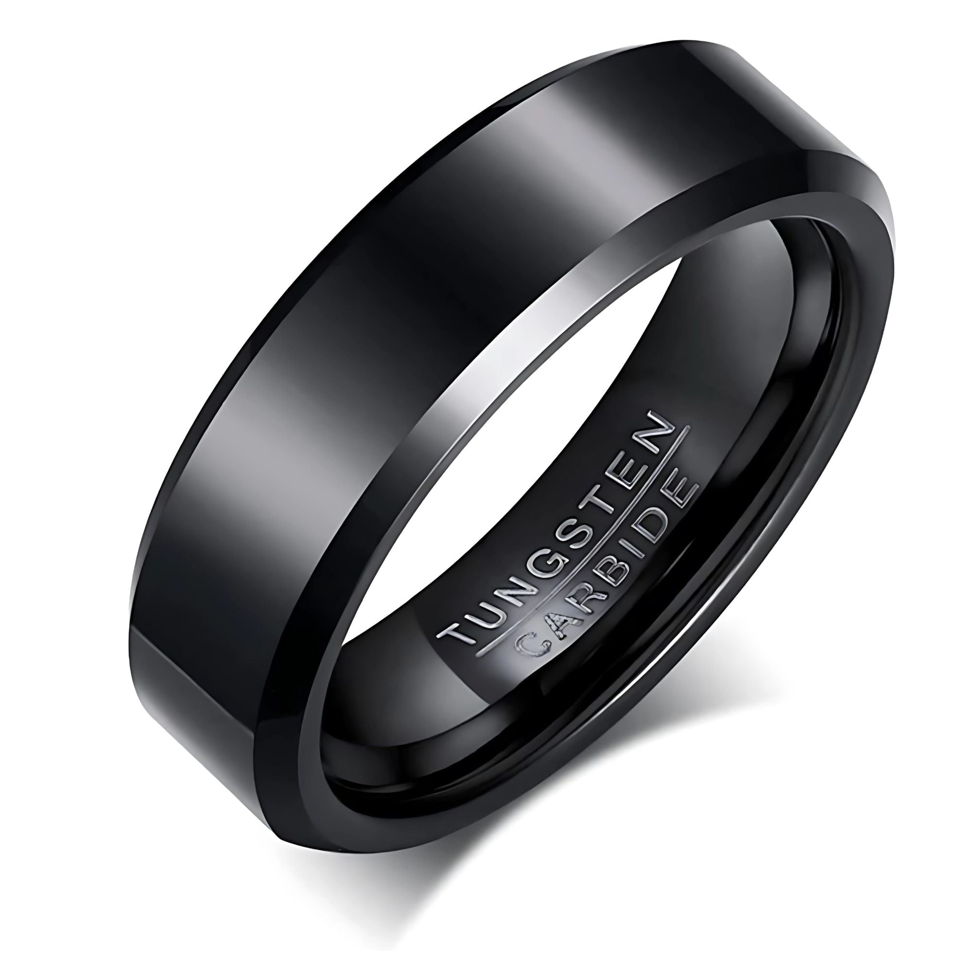 Matte Black Tungsten Carbide Wedding Band Ring Women Men 6mm or 8mm Ginger Lyne Collection ...