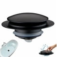 thumbnail image 1 of Matte Black Universal Bathtub Drain Stopper, Pop up Brass Tub Drain Stopper, EZ Install, 1 of 9