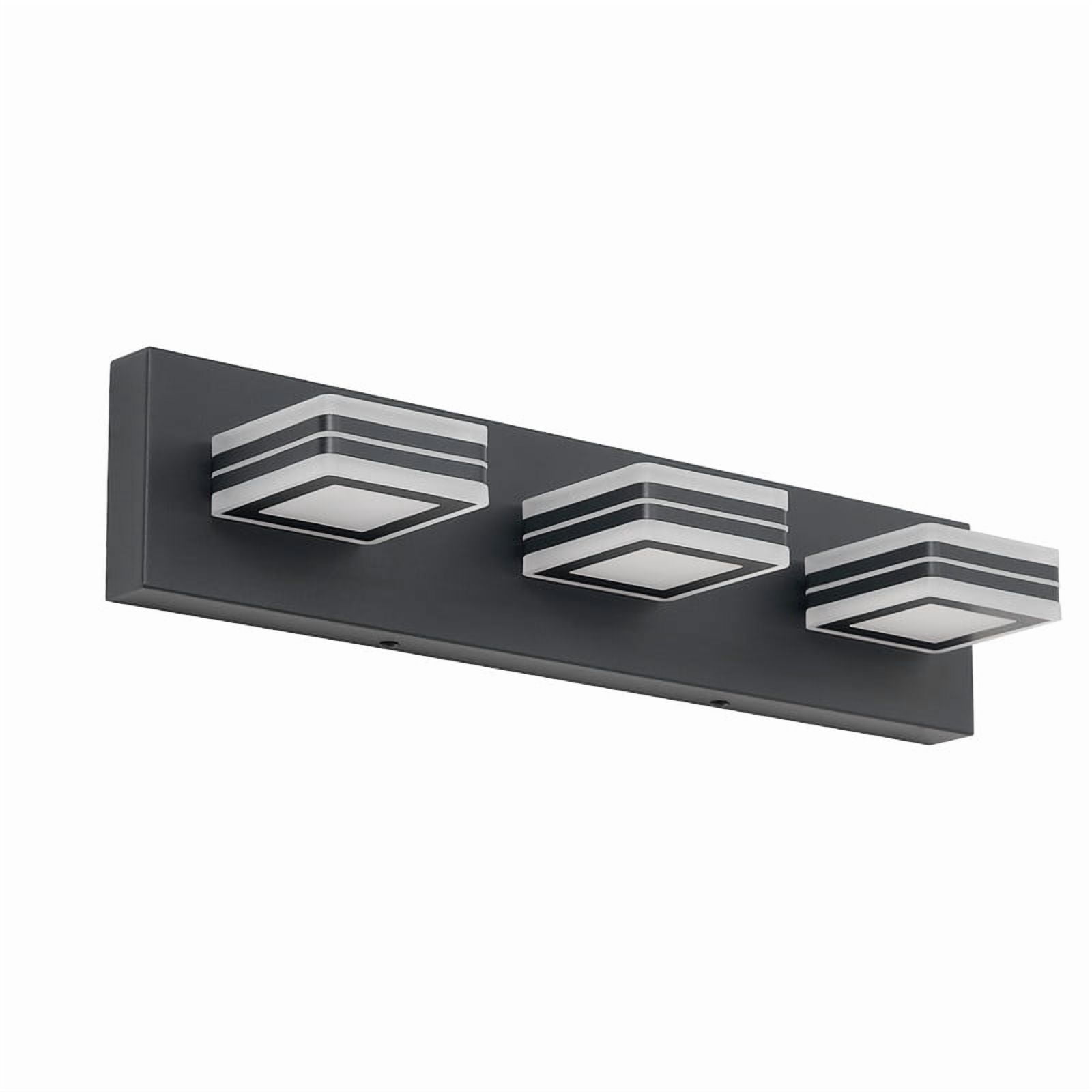 Matte Black Vanity Light Fixture - 3-Light Up/Down LED Bathroom Wall Sconce, Dimmable Modern Vanity Lighting for Mirror, Hardwired with Acrylic Shades