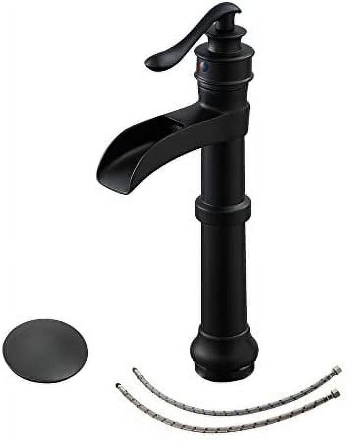 Matte Black Single-Handle Waterfall Vessel Bathroom Faucet
