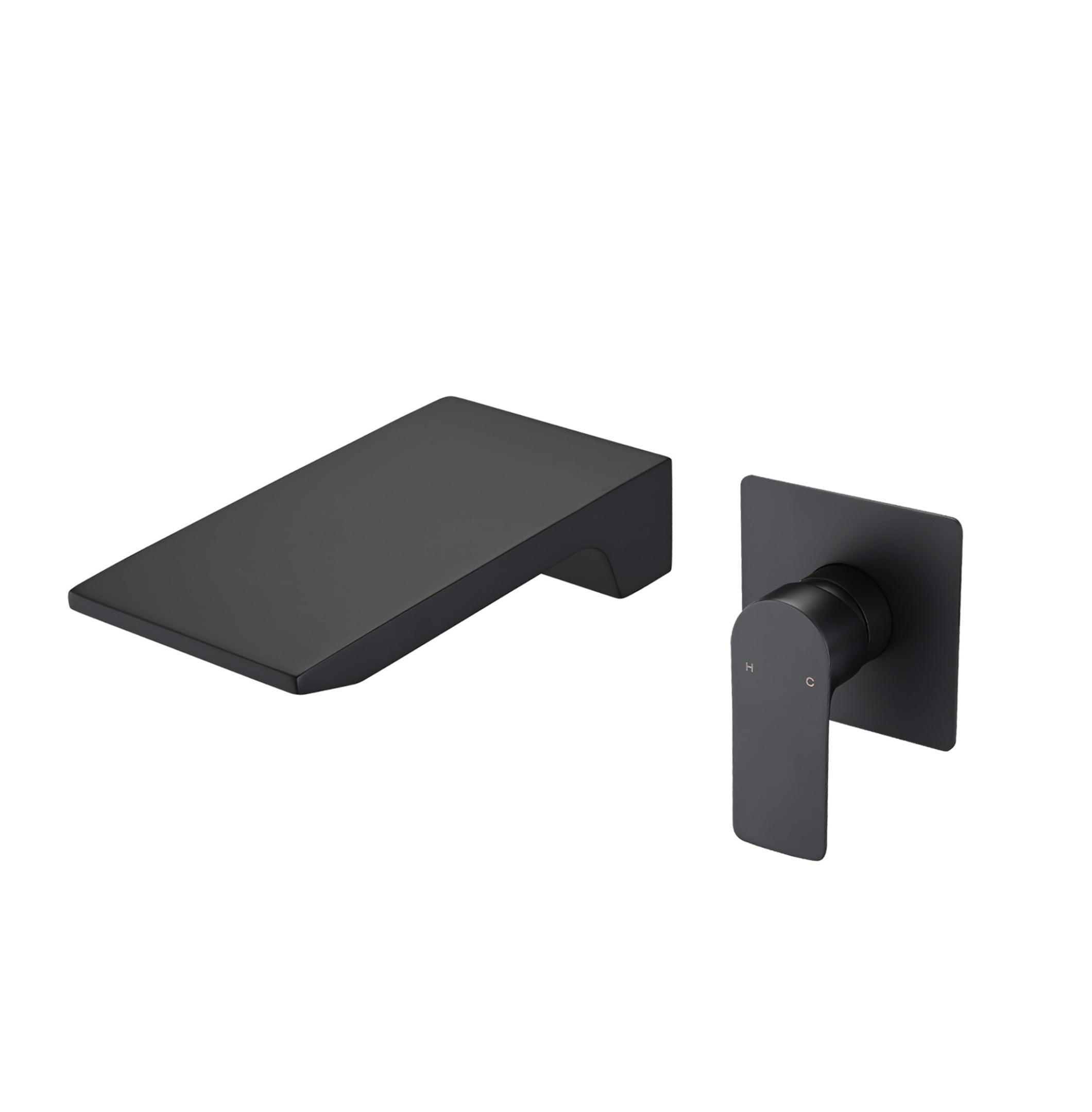 Matte Black Wall Mount Bathroom Faucet, Single Handle Tub Spout with Waterfall, Brass Rough-in Included