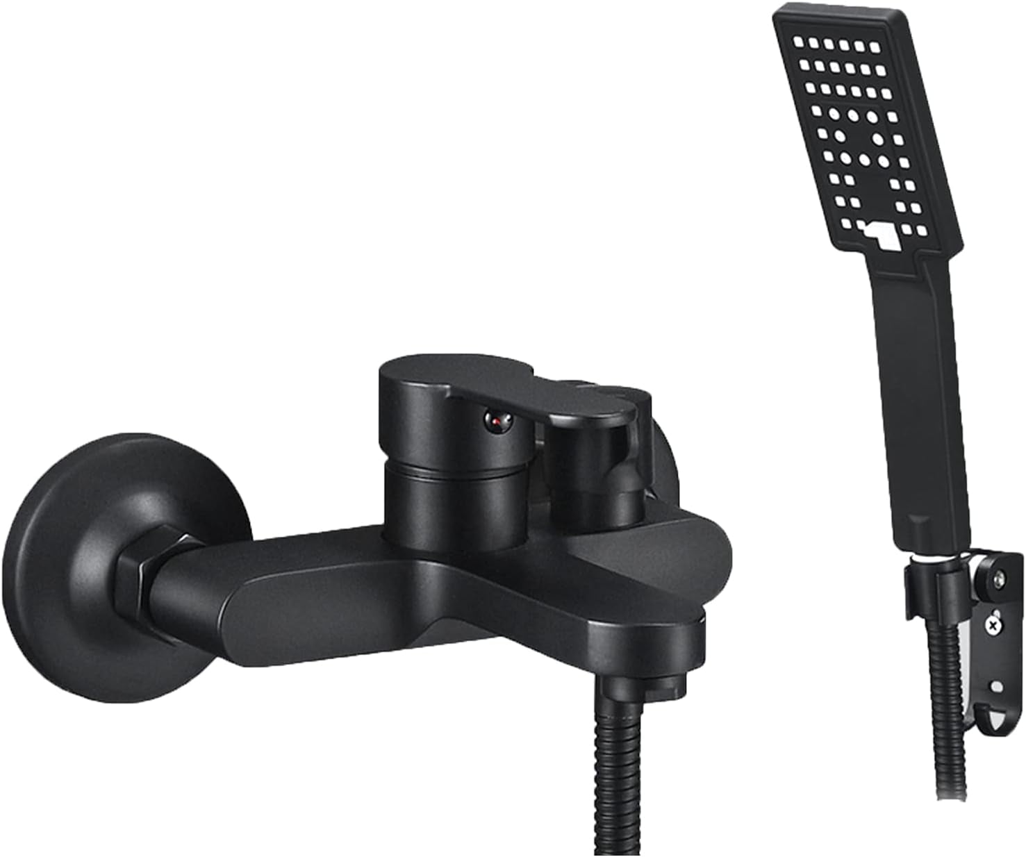 Matte Black Wall Mount Bathtub Faucet with Handheld Sprayer Stainless ...
