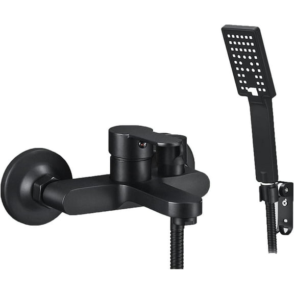 Matte Black Wall Mount Bathtub Faucet with Handheld Sprayer Stainless Steel SUS304 Single Handle Bathroom Tub Faucet Bath Shower Mixer Tap,Shower Faucet B3
