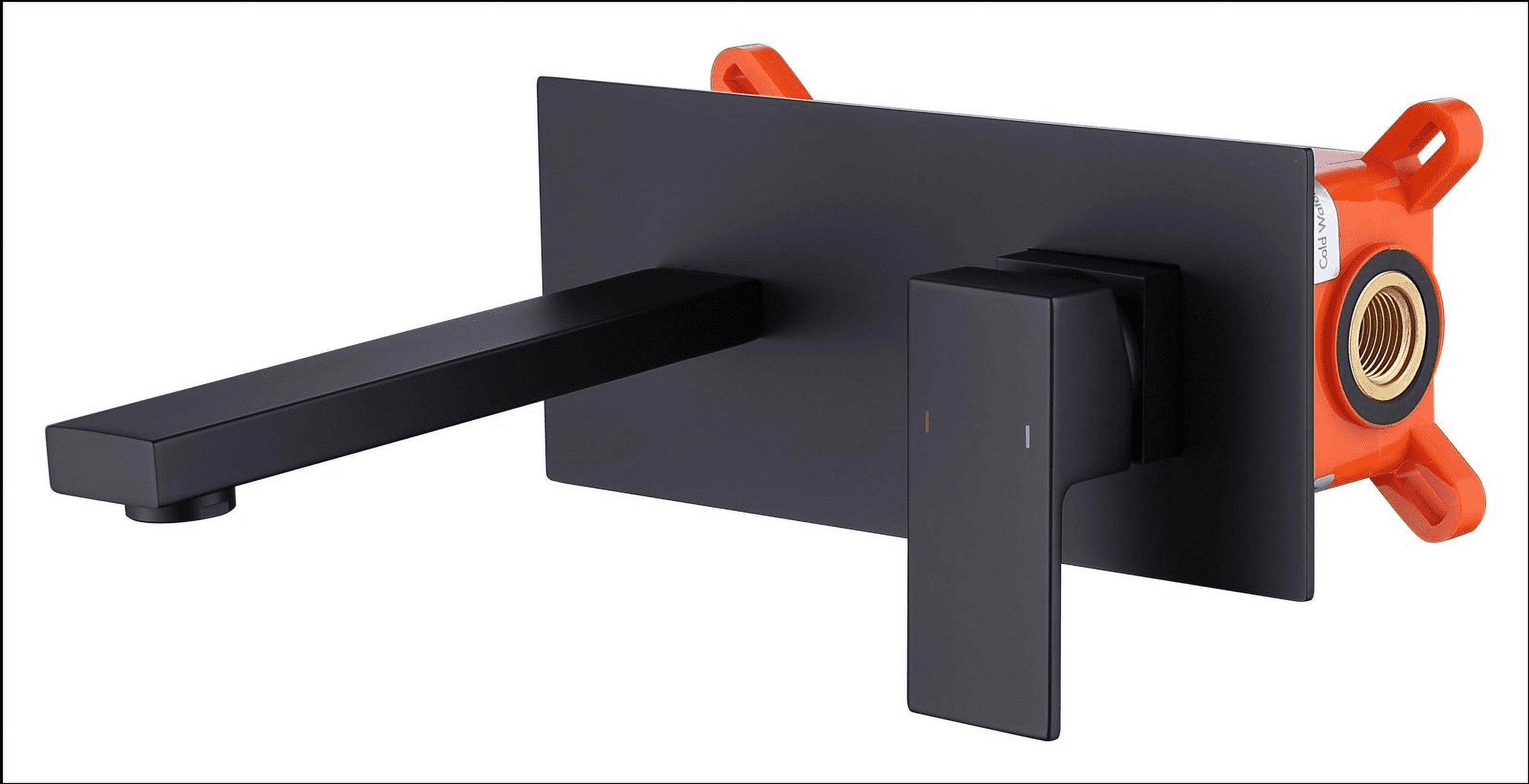 Matte Black Wall Mount Single Handle Bathroom Faucet with Brass Valve