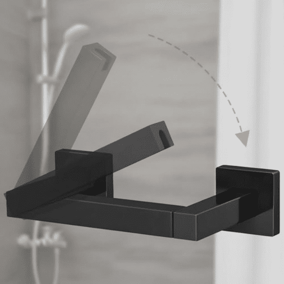 Matte Black Wall Mounted Pivoting Square Toilet Paper Holder with Roll Hanger for Bathroom and Commercial Use, Durable and Sleek Design